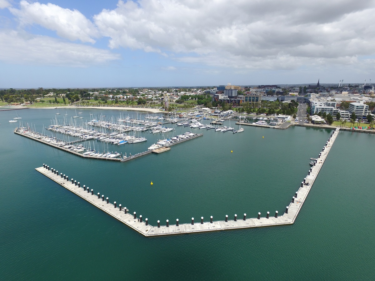 Aerial view of Geelong Safe Harbour 